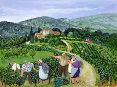 Chianti Classico, Villa Trasqua (olej na płótnie) autorstwa Margaret Loxton