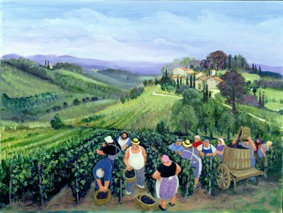 Krajobraz Chianti (olej na płótnie) autorstwa Margaret Loxton