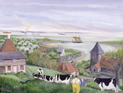 Farma u ujścia Tamizy (olej na płótnie) autorstwa Margaret Loxton