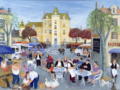 Rynek Miejski w Burgundii (olej na płótnie) autorstwa Margaret Loxton