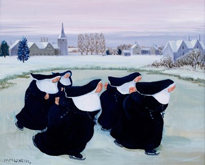 Zima w klasztorze (gwasz na papierze) autorstwa Margaret Loxton