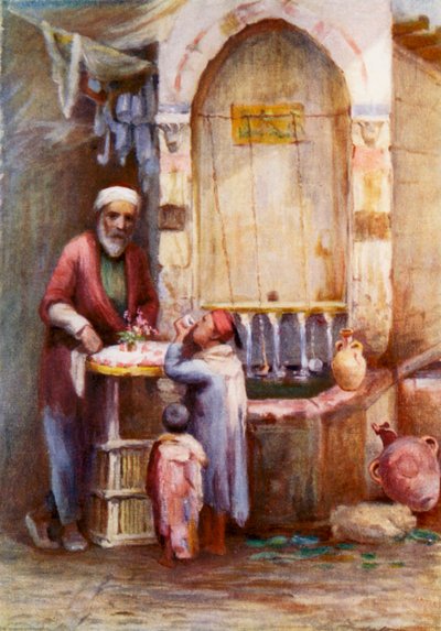 Sprzedawca słodyczy, Damaszek (kolorowa litografia) autorstwa Margaret Thomas