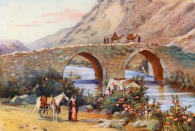 Most nad Litanią, Jisr el Kardeli (kolorowa litografia) autorstwa Margaret Thomas