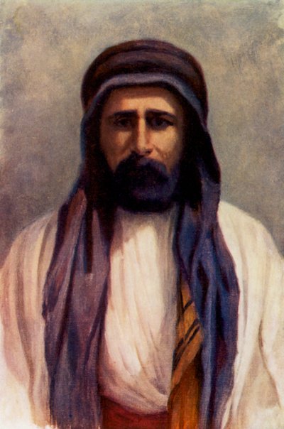 Mohammed Abdullah, szejk z Palmyry (kolorowa litografia) autorstwa Margaret Thomas