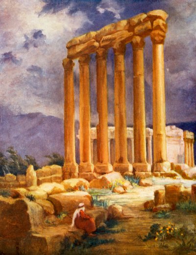 Świątynia Jowisza w Baalbek, inny widok (kolorowa litografia) autorstwa Margaret Thomas