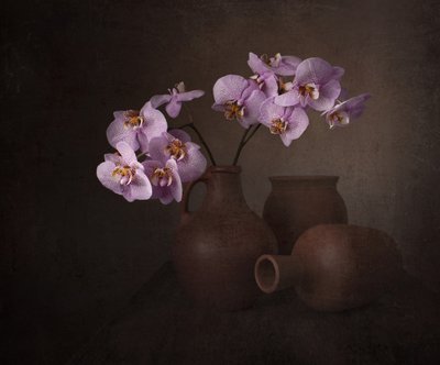 Martwa natura z fioletową orchideą autorstwa Margareth Perfoncio