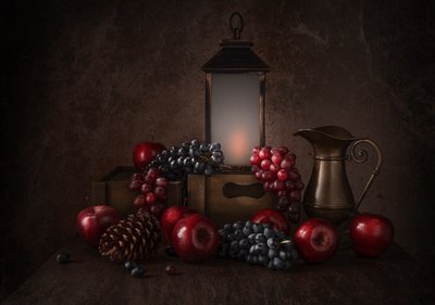 Rustykalna martwa natura z plonami autorstwa Margareth Perfoncio