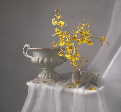 Martwa natura z żółtą orchideą autorstwa Margareth Perfoncio