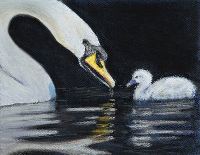 Podążaj za mamusią, 2020 (pastel) autorstwa Margo Starkey