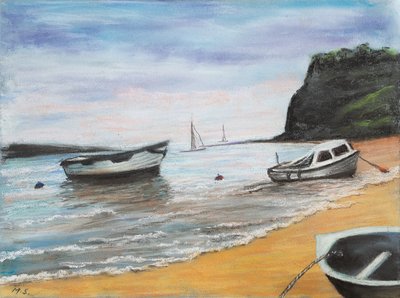 Shaldon Beach South Devon, 2022 (pastel) autorstwa Margo Starkey