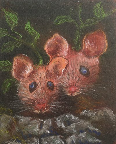 Dwie małe myszki, 2020 (pastel) autorstwa Margo Starkey
