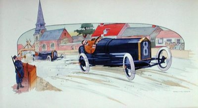 Samochód wyścigowy Peugeot w Grand Prix de France 1911 autorstwa Marguerite (fl.1909 14) Montaut