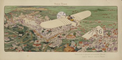 Jednopłatowiec Bleriot Beaumonta przylatujący do Rzymu wygrywając wyścig lotniczy Paryż-Rzym autorstwa Marguerite (fl.1909 14) Montaut