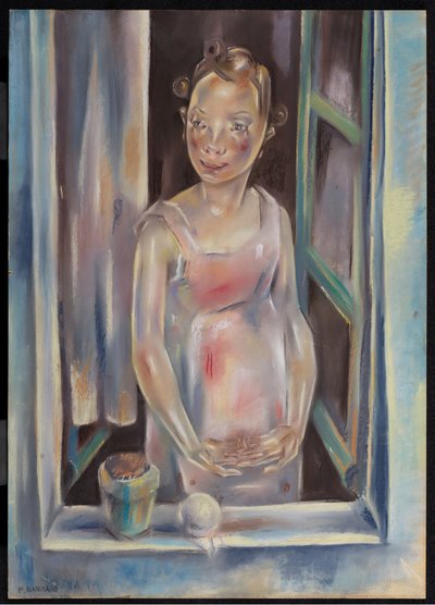Młoda dziewczyna przy otwartym oknie, ok. 1924 (pastel na papierze) autorstwa Maria Blanchard
