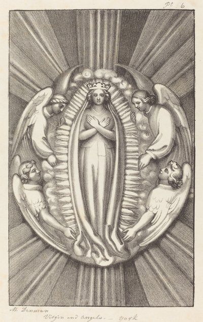 Dziewica i Anioły, kluczowy kamień w Yorku autorstwa Maria Denman after John Flaxman