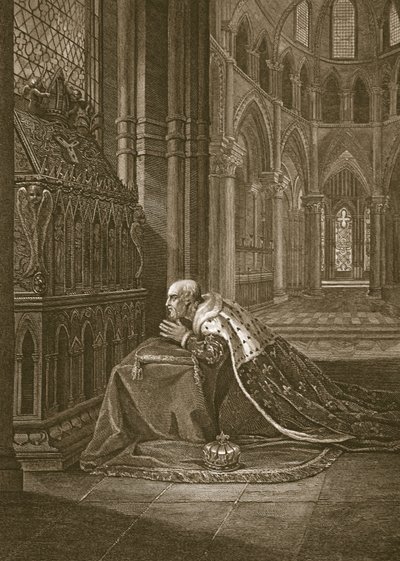 Lewis VII, król Francji, przed Grobem Becketta, ryty W. Sharpa, ilustracja z „Historii Anglii” Davida Hume