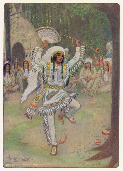 Ilustracja do książki "Hiawatha" Longfellowa (kolorowa litografia) autorstwa Maria Louise Kirk