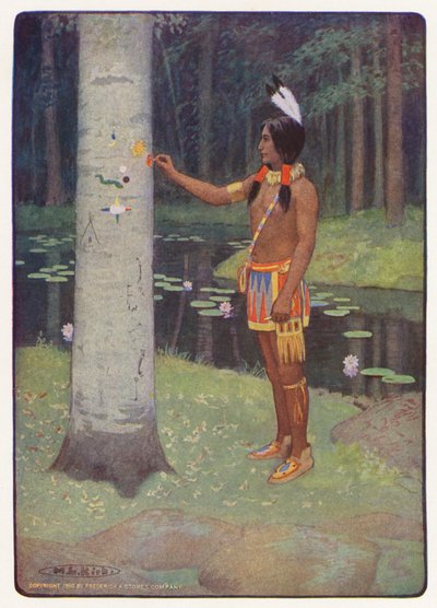 Ilustracja do książki "Hiawatha" Longfellowa (kolorowa litografia) autorstwa Maria Louise Kirk