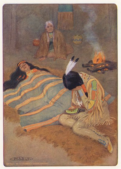 Ilustracja do książki "Hiawatha" Longfellowa (kolorowa litografia) autorstwa Maria Louise Kirk