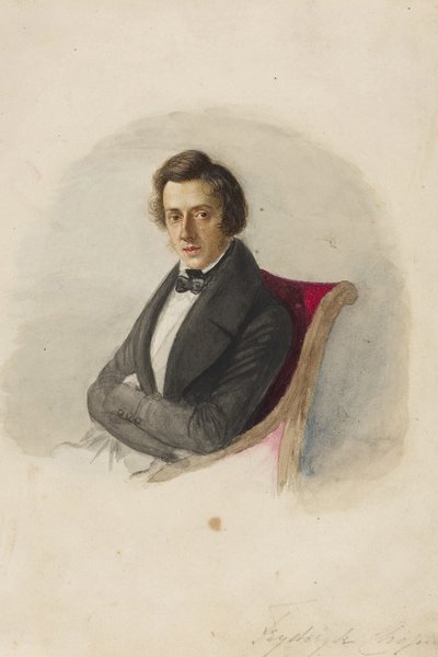 Portret Fryderyka Chopina (1810-1849) par Wodzińska, Maria (1819-1896). Akwarela i tusz na tekturze autorstwa Maria Wodzinska
