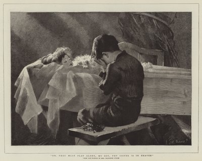 Idź, musisz grać sam, mój chłopcze, twoja siostra jest w niebie autorstwa Marianne Stokes