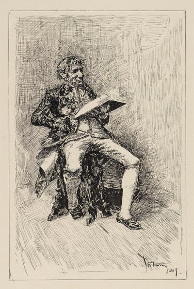Sitzender Mann, der ein Buch liest autorstwa Mariano Fortuny