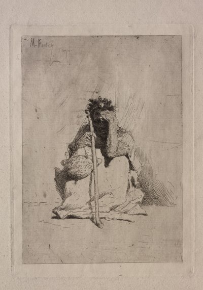 Siedzący żebrak. autorstwa Mariano José María Bernardo Fortuny y Carbó