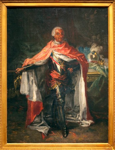 Portret Karola III Hiszpanii (1716-1788) - Obraz Mariano Salvador Maella (1739-1819), olej na płótnie, szkic, sztuka hiszpańska autorstwa Mariano Salvador de Maella