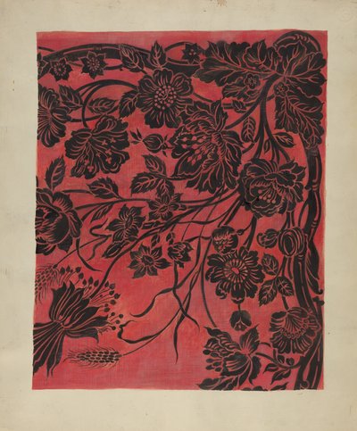 Stencilowany pokrowiec na stół, c. 1942. autorstwa Marie Alain