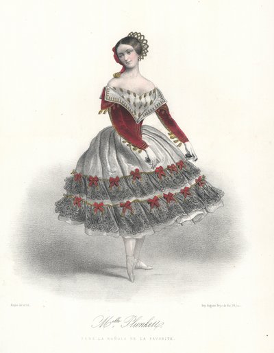 Belgijska tancerka baletowa Adeline Plunkett w filmie "La Manola de la Favorite", ok. 1860 (litografia kolorowa) autorstwa Marie Alexandre (after) Alophe