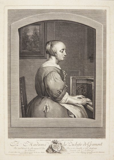 Holenderka gra na klawesynie, widziana przez okno autorstwa Marie Louise Adélaïde Boizot