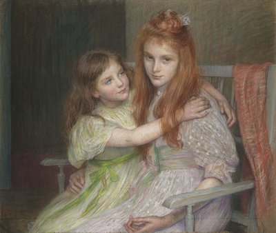 Dwie dziewczyny siedzące na ławce autorstwa Marie Louise Catherine Breslau