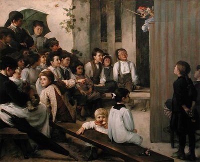 Guignol we wsi (olej na płótnie) autorstwa Marie Mrs Dujardin-Beaumetz Petiet