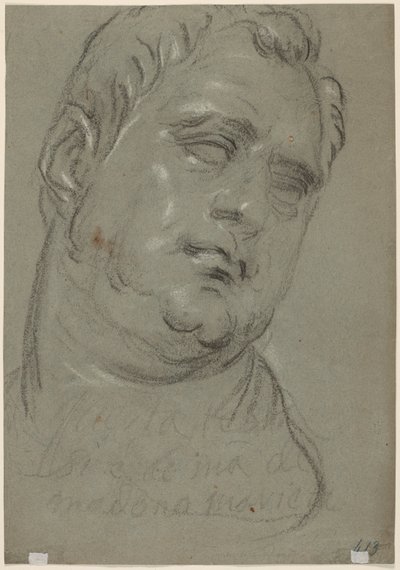 Cabeça de homem, segundo antigo (verso) (giz preto e branco sobre papel azul) polonês autorstwa Marietta Robusti Tintoretta