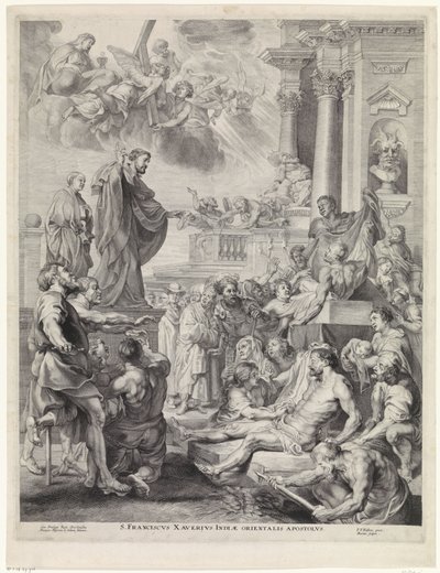 H. Franciscus Xavier wekt een dode tot leven Św. Franciszek Ksawery, Apostoł Indii Wschodnich (tytuł na obiekcie) autorstwa Marinus Robyn van der Goes