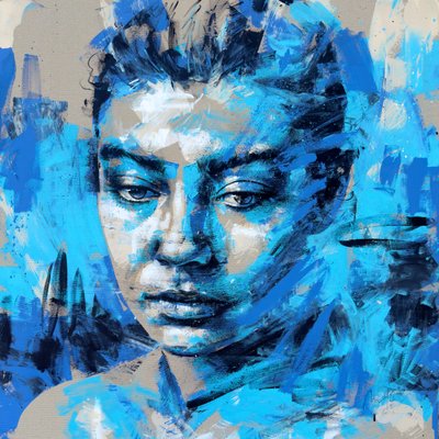 She Carries The Sea, 2025 (akryl i olej na odwróconym płótnie) autorstwa Mario Henrique