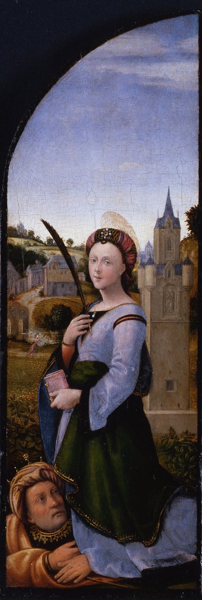 Tryptyk: Św. Barbara i jej ojciec Dioskur, 1500 autorstwa Mariotto Albertinelli