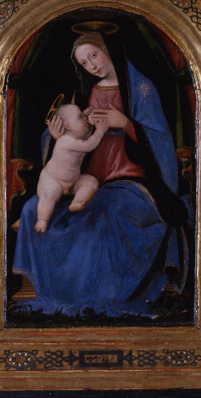 Tryptyk, panel centralny: Maria lactans na tronie, 1500 autorstwa Mariotto Albertinelli