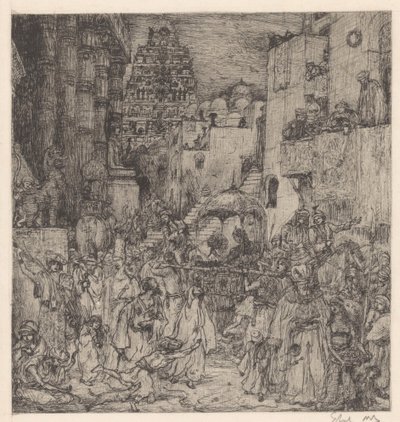 Tłum wypełnił ulice grobową radością autorstwa Marius Bauer (signed by artist)