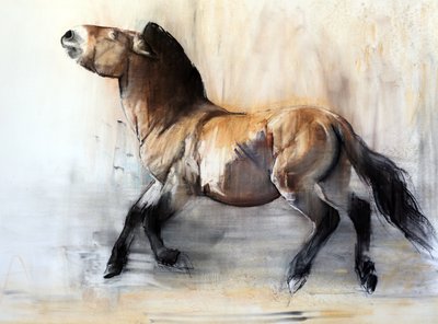 Starożytny Koń (Przewalski zimą), 2014 autorstwa Mark Adlington