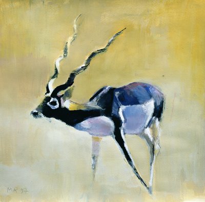 Black Buck, Velavadar, 1997 (media mieszane na papierze) autorstwa Mark Adlington