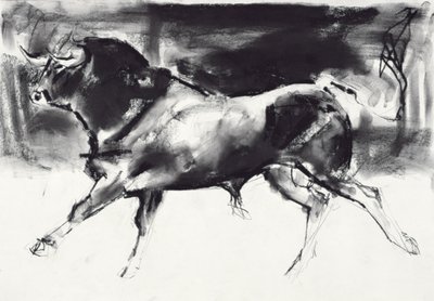 Black Bull (węgiel na papierze) autorstwa Mark Adlington