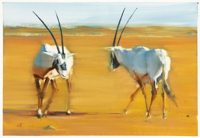 Krążący Arabian Oryx, 2010 (olej na papierze) autorstwa Mark Adlington