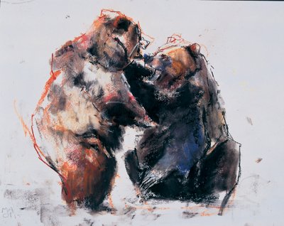 Europejskie niedźwiedzie brunatne, 2001 (węgiel i conte na papierze) autorstwa Mark Adlington