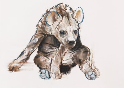Hyaena Pup (głowa w dół), 2019 autorstwa Mark Adlington