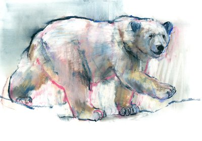 Różowy, 2016, (conté i pastel na papierze) autorstwa Mark Adlington