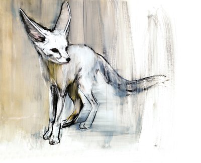 Lis z piasku, 2009 (conte i węgiel drzewny na papierze) autorstwa Mark Adlington