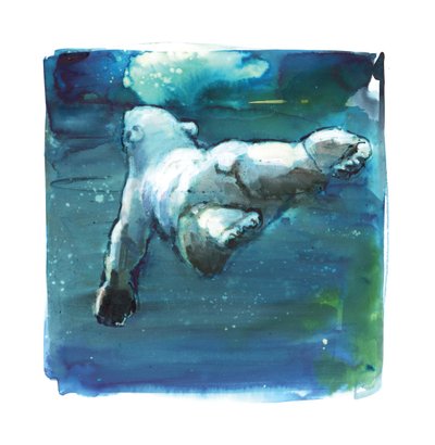 Sub Aqua, 2015, (media mieszane na papierze) autorstwa Mark Adlington