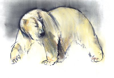 Żółty Duch, 2016, (conté i pastel na papierze) autorstwa Mark Adlington