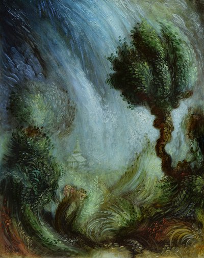 Spokojne zamieszanie, 2022 (olej na panelu) autorstwa Mark Briscoe